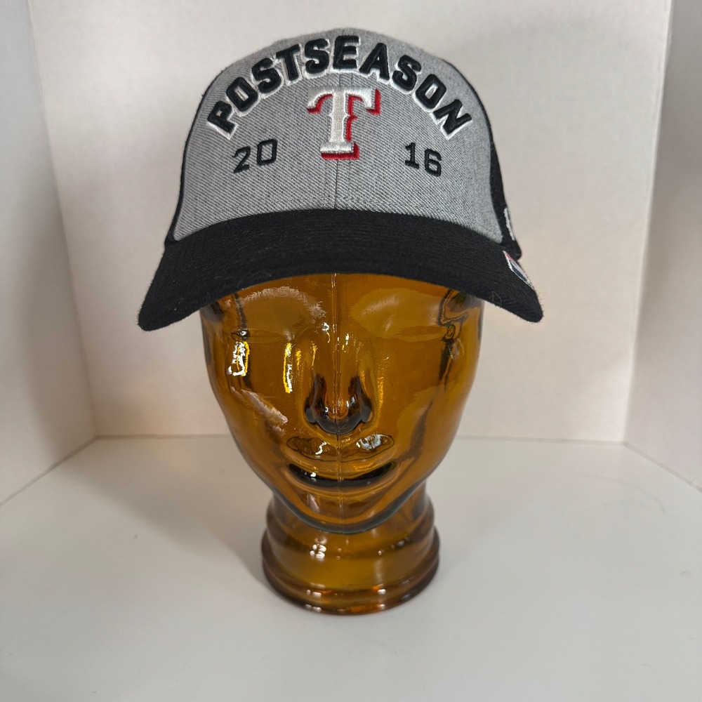 Texas Rangers 47 Brand 2016 Postseason MLB Trucker Hat Snapback Cap Black Grey